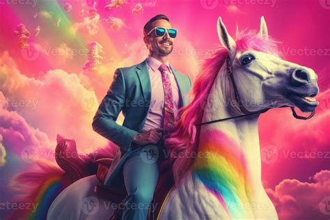 AI generated Adventurous Man riding a unicorn. Generate ai 36006462 Stock Photo at Vecteezy