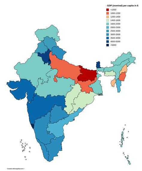 GDP (nominal) per capita of Indian subdivisions [4500x2100] : r/MapPorn