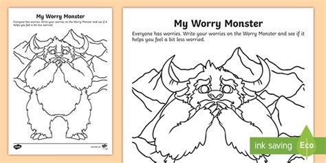 My Worry Monster Worksheet - Primary Resources