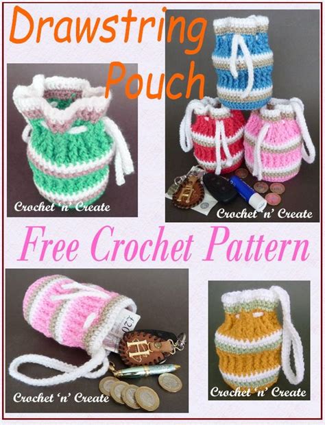 Free Crochet Drawstring Pouch Pattern | Crochet bag pattern, Pouch ...