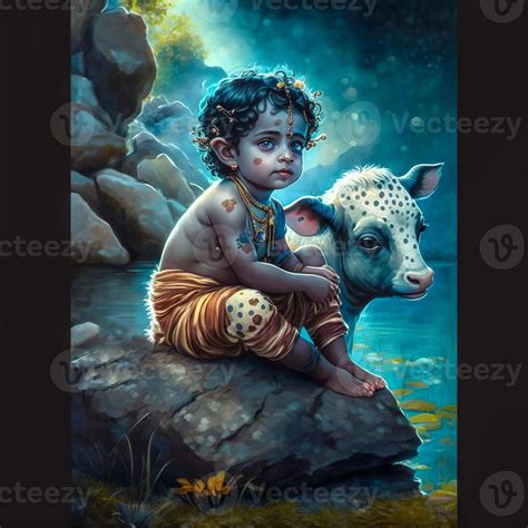 little Krishna cute with cow image 21979816 Stock Photo at Vecteezy