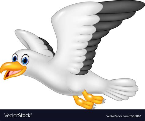 Illustration of Cartoon flying seagull isolated on white background ...