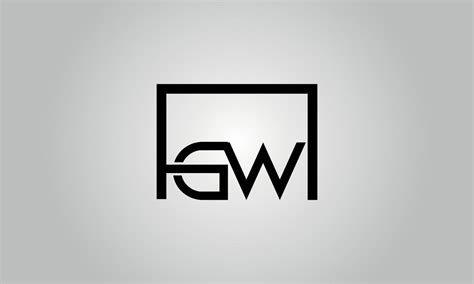 Letter GW logo design. GW logo with square shape in black colors vector ...