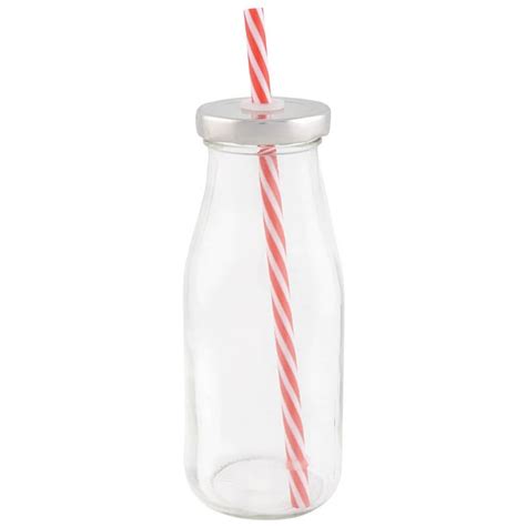 Glass Milk Bottles With Straws - Glass Designs