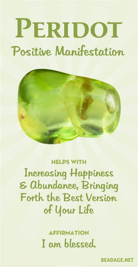 Peridot is a positive energy stone. It vibrates with the energy of ...