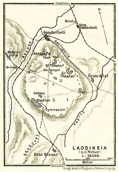 Old map of the site of ancient Laodicea on the Lycus in 1905. Buy vintage map replica poster ...