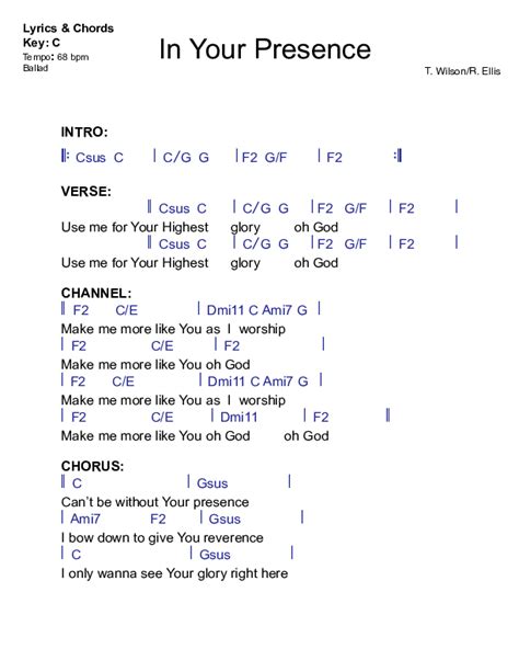 In Your Presence Chords PDF (Grace Covenant Worship) - PraiseCharts