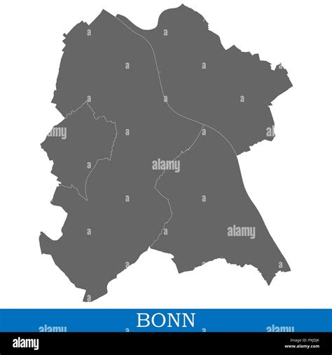 High Quality map of Bonn is a city of Germany, with borders of districts Stock Vector Image ...