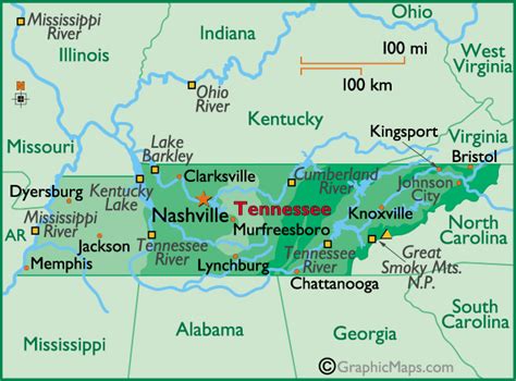 Tennessee Map - ToursMaps.com