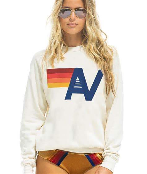 Aviator Nation Women Vintage White Logo Crew Sweatshirt | Aviator ...