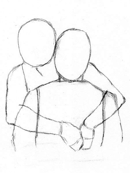 how to draw people hugging from behind the back | Easy people drawings, Drawing people, People ...