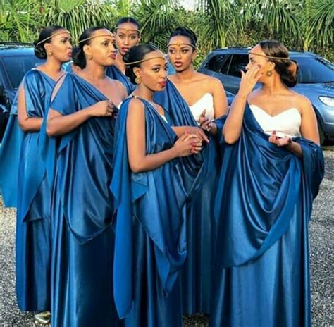 Clipkulture | Bridesmaids In Blue Satin Rwandan Umushanana Traditional ...