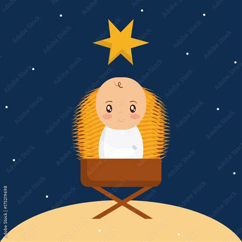 Baby jesus cartoon of holy family theme Vector illustration Stock Vector | Adobe Stock