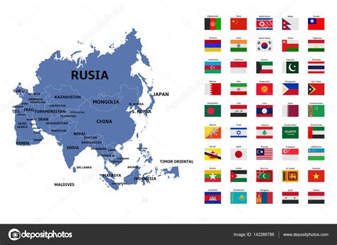 Asia map and flags Stock Vector Image by ©noche0 #142266788