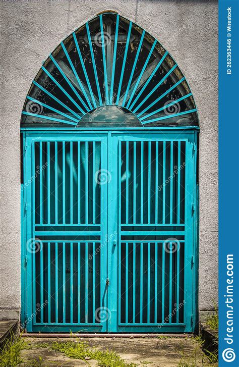 Vertical Shot of an Old-fashioned Blue-painted Gate/door Stock Photo - Image of traditional ...