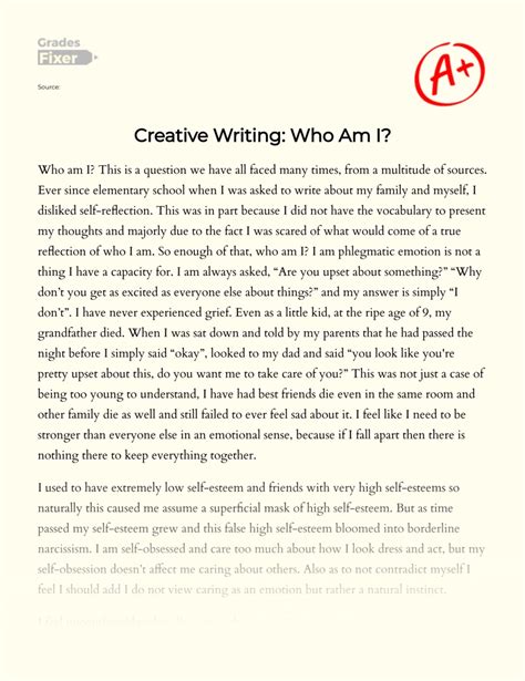 Who Am I: Creative Writing: [Essay Example], 1040 words GradesFixer