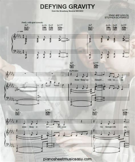 Defying gravity sheet music - Db Major