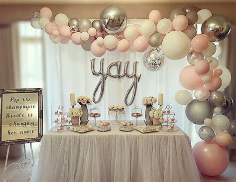Blush pink, silver and white bridal shower backdrop Stylish Soirees Perth | Bridal shower ...