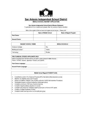 Fillable Online MIDDLE SCHOOL MAGNET APPLICATION Fax Email Print ...