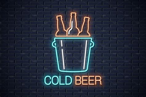 Cold beer neon banner. Beer bottles | Neon, Neon signs, Beer logo