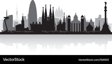 Barcelona spain city skyline silhouette Royalty Free Vector