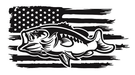 Distressed American Flag Bass Fishing Fish Largemouth Decal Sticker | eBay | Fishing decals ...