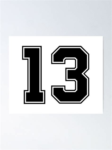 "13 American Football Classic Vintage Sport Jersey Number in black ...