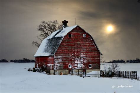 Red Barn in Winter 36 Old Red barn in the snow at sunset.