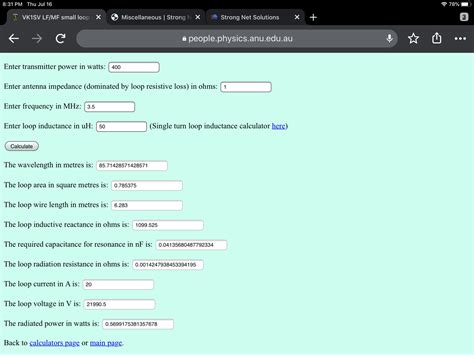 Multi-Loop Antenna Calculator | Tulare County Amateur Radio Club