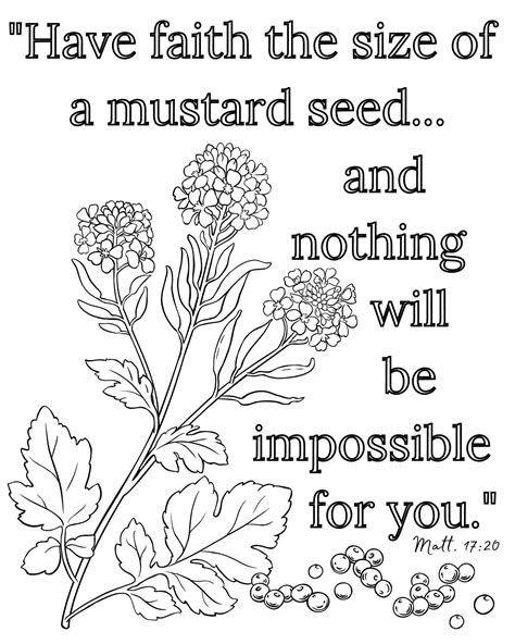 Matt. 17:20 Faith Like A Mustard Seed Coloring Page Printable - Etsy