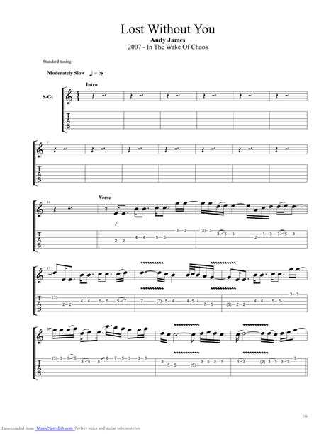 Lost Without You guitar pro tab by Andy James @ musicnoteslib.com