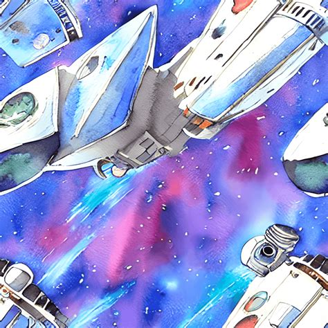 Watercolor Space Ships Pattern · Creative Fabrica