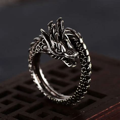 New Design Retro Adjustable Dragon Ring For Men Personality Fashion Finger Rings-in Rings from ...