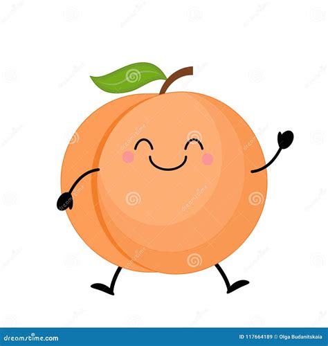 Cute Cartoon Peach. Kawaii Peach Stock Vector - Illustration of healthy, nature: 117664189