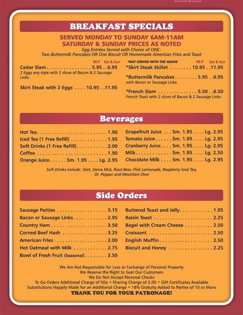 Online Menu of Harry O's Restaurant, Cedar Lake, Indiana, 46303 - Zmenu