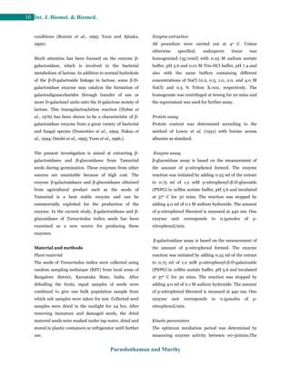 Extraction of β-galactosidase and β-glucosidase from the seeds of Tamarindus indica | PDF