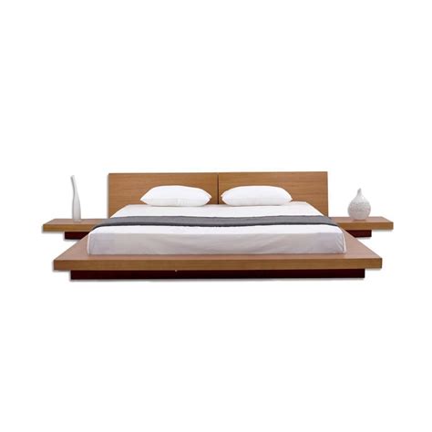 King Modern Japanese Style Platform Bed with Headboard and 2 ...