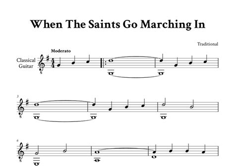 When The Saints Go Marching In - Classical Guitar (arr. Yuri Noronha) by Traditional Sheet Music ...