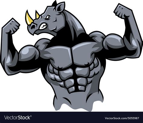 Muscular Rhino Royalty Free Vector Image - VectorStock