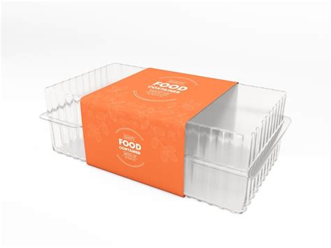 Premium PSD | Transparent Plastic Food Delivery Box Packaging Mockup