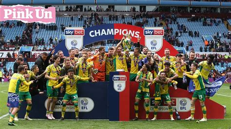 Norwich City lift Championship trophy at Villa Park - YouTube