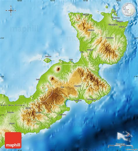 Physical Map of East New Britain