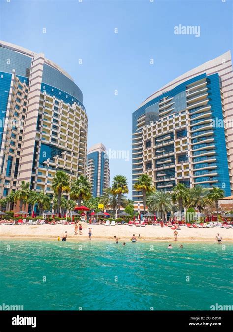 Abu Dhabi, UAE - April 1. 2019. The Beach and Khalidiya Palace Rayhaan ...