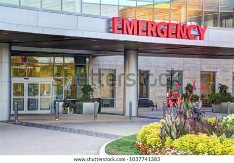 Red White Emergency Room Sign Outdoors Stock Photo 1037741383 ...