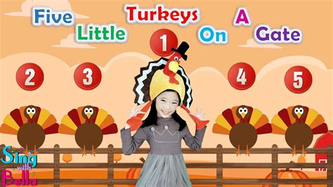 Five Little Turkeys On A Gate with Lyrics | Kids Thanksgiving Song | Turkey Song | Sing with ...