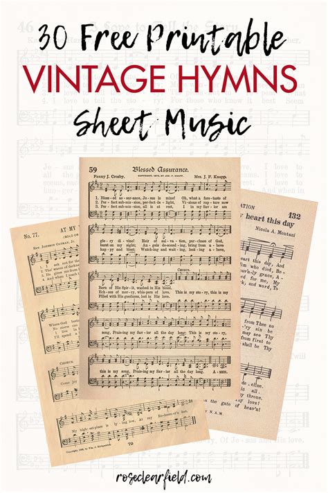 Free Printable Vintage Hymns Sheet Music • Rose Clearfield