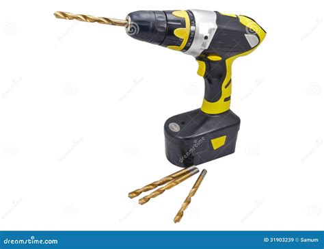 Drill and drill bits stock image. Image of handle, instrument - 31903239