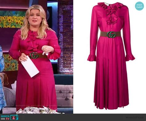 Kelly’s pink belted Gucci dress on The Kelly Clarkson Show | Dresses ...