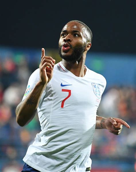 Raheem Sterling of England celebrates after scoring his team's fifth ...