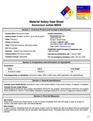 Fillable Online Ammonium sulfate MSDS Fax Email Print - pdfFiller